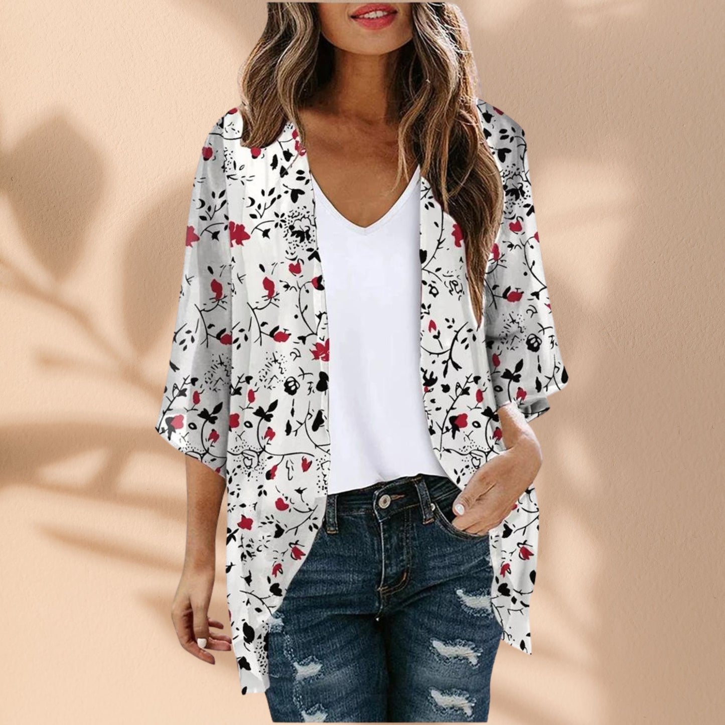 Veste kimono femme fleuri