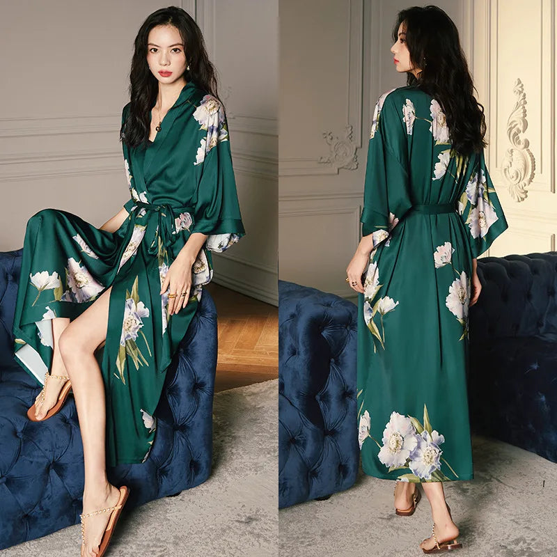 Kimono long femme vert