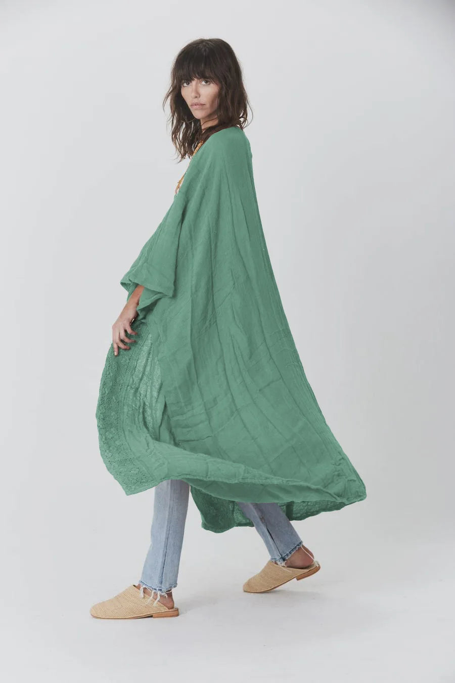 Robe kimono femme vert