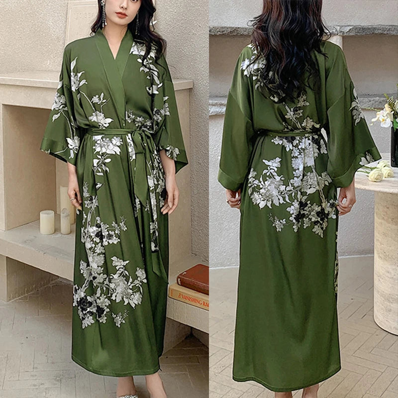 Kimono long femme vert