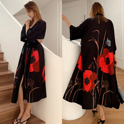 Kimono long femme noir