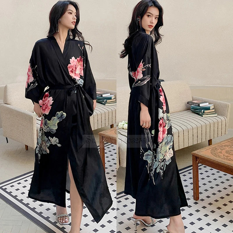 Kimono long femme noir