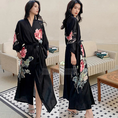 Kimono long femme noir