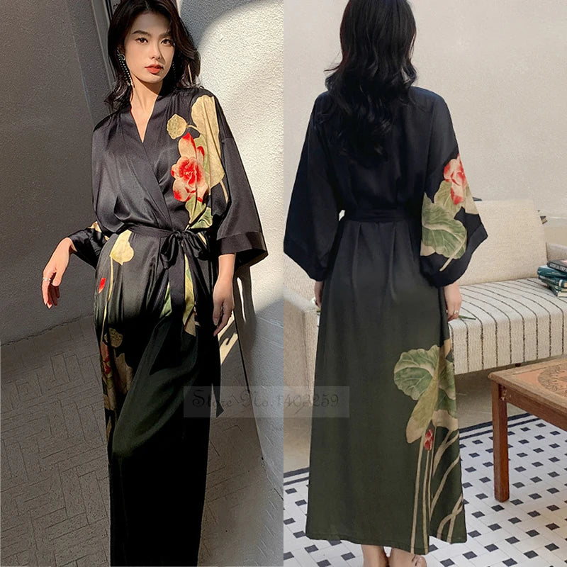 Kimono long femme noir