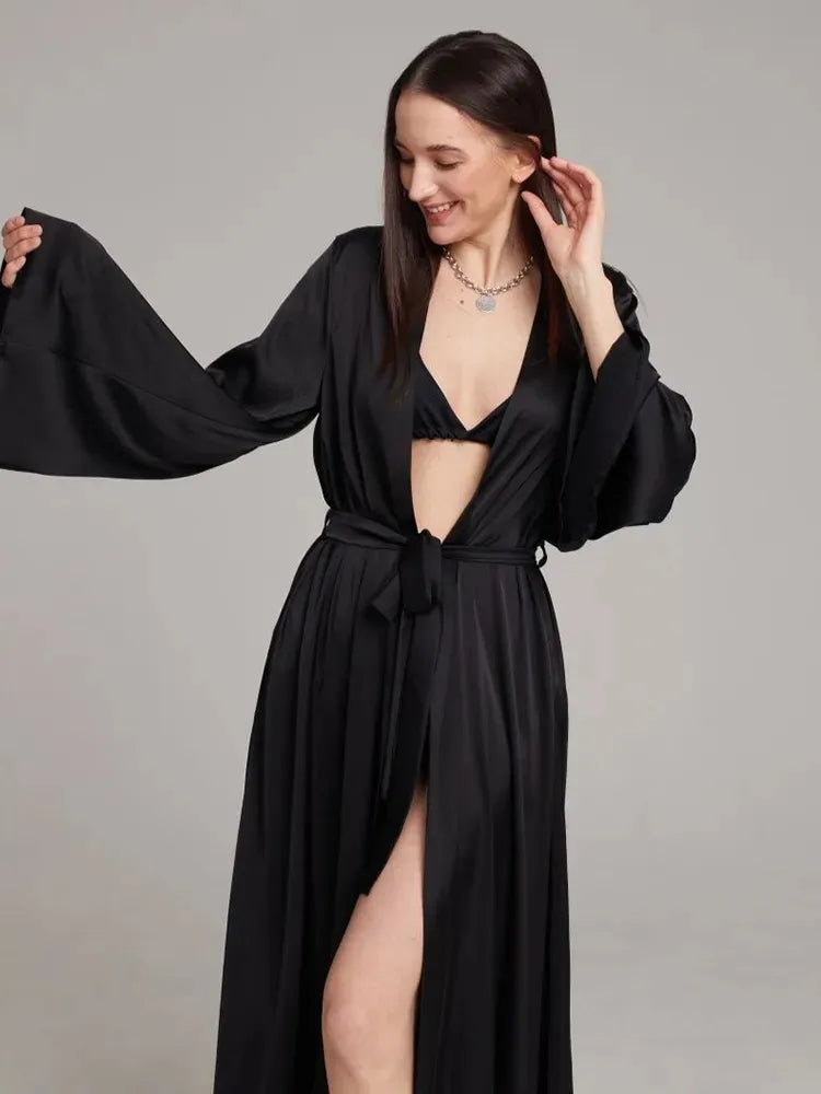 Kimono long femme noir