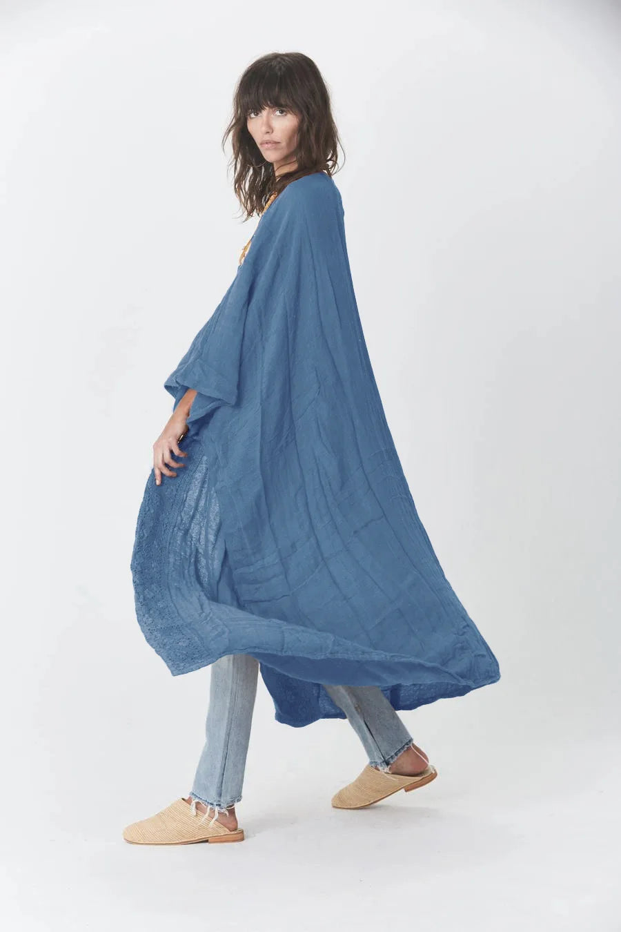 Robe kimono femme bleu