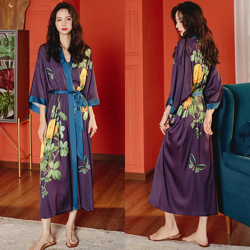 Kimono long femme violet