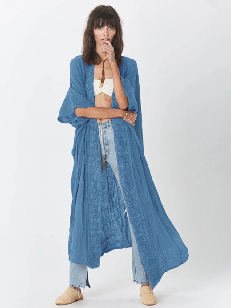 Robe kimono femme bleu