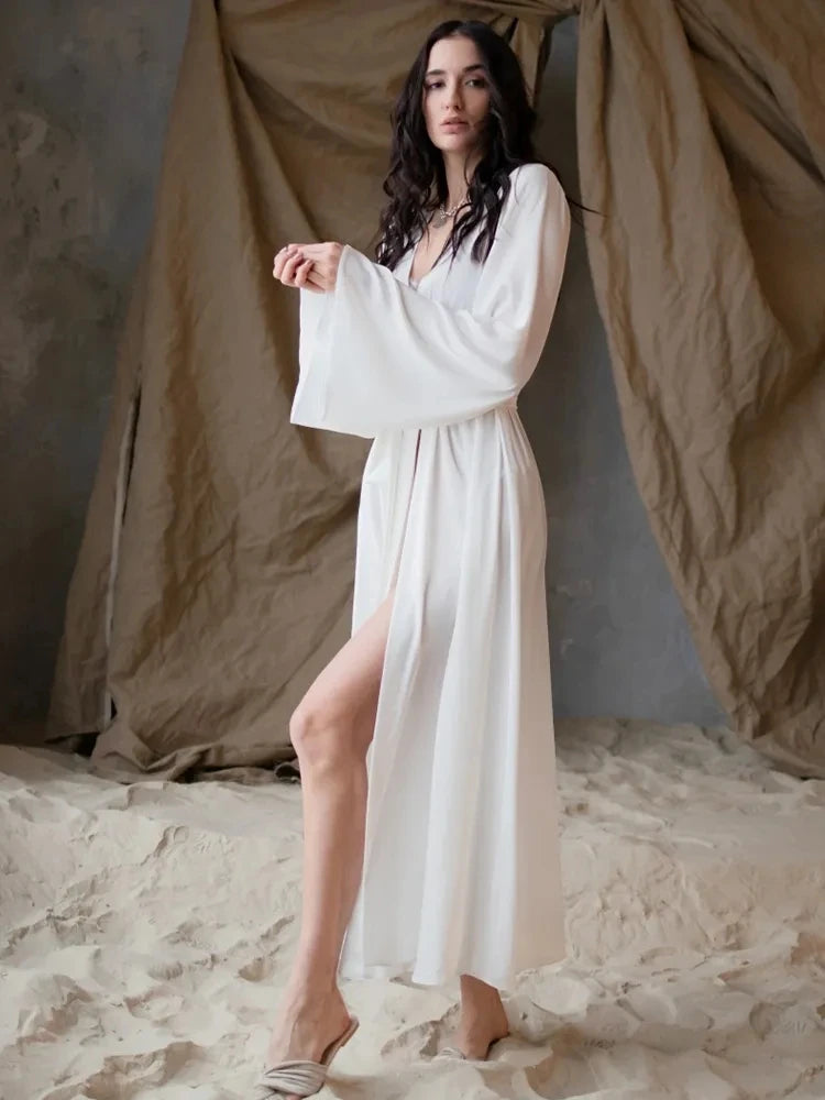 Kimono long femme blanc